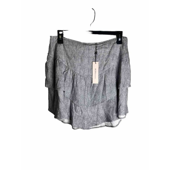 BCBGeneration Tiered Linen Blend Mini Skirt‎ Black White M - Picture 3 of 9